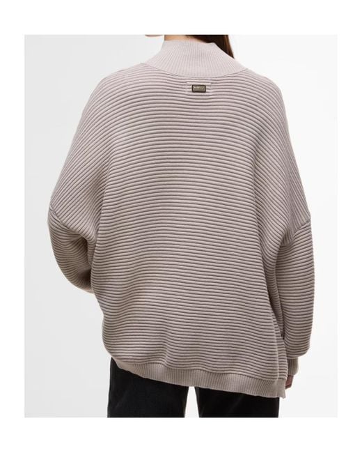 Barbour Gray Kaia Funnel-Neck Jumper