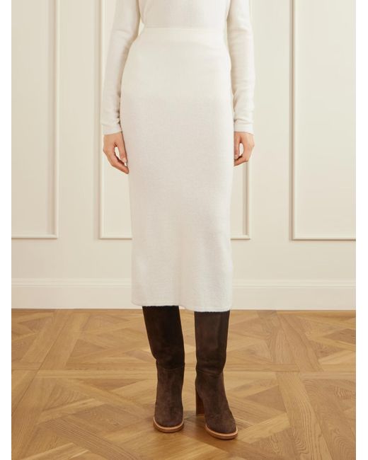 Gabriela Hearst White Elastic Waist Midi Skirt