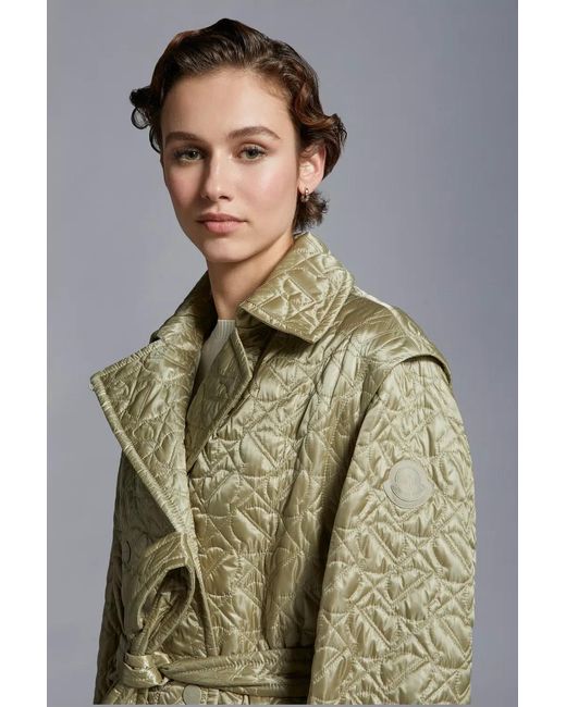 Moncler Green Samare Belted Quilted Coat