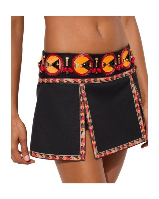 Emilio Pucci Orange Pucci Embellished Trim Mini Skirt
