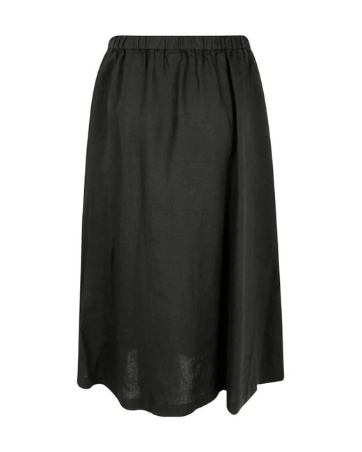 Aspesi Black Linen Midi Skirt