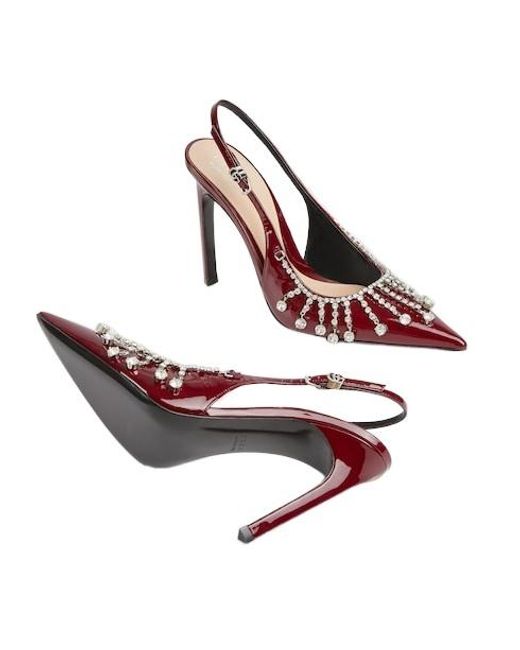 Gucci Pink High-Heeled Sandals Decorated With Crystal Chain