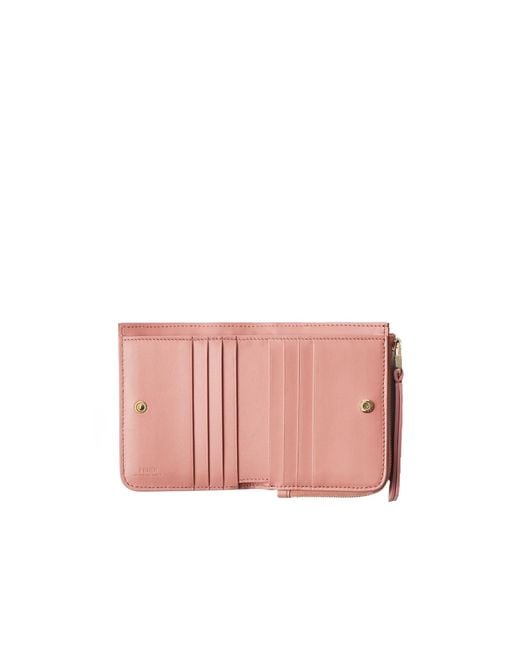 Fendi Pink Ff Embossed Slim Baguette Wallet