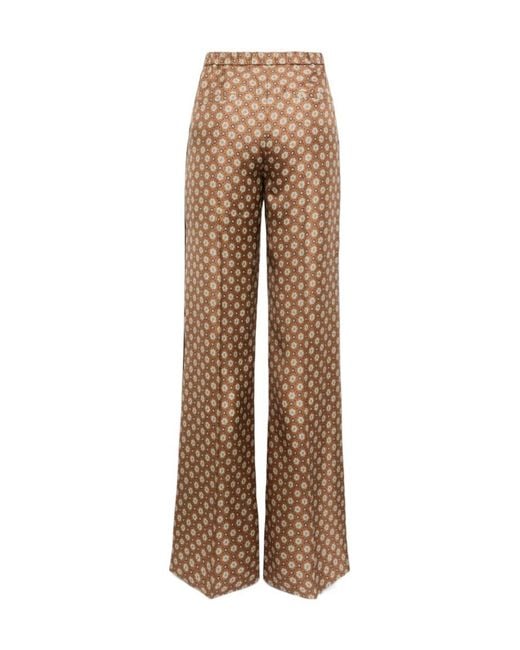Dorothee Schumacher Brown Printed Wide-Leg Silk Pants