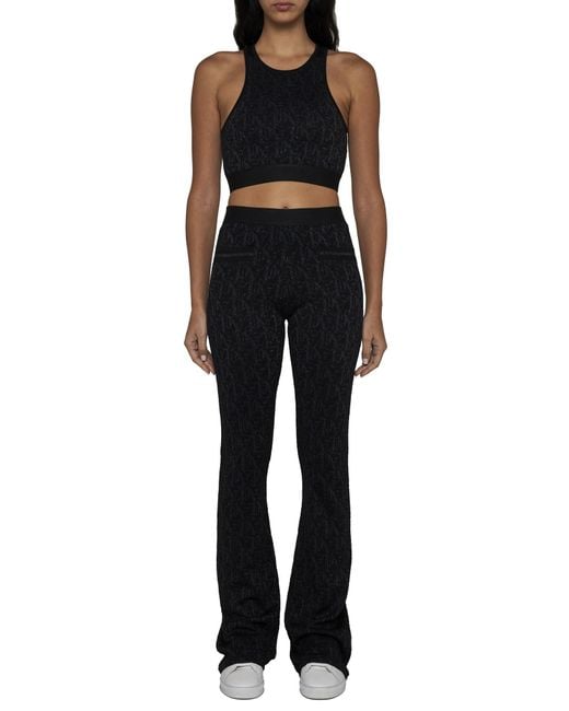 Palm Angels Black Monogram Jacquard Knitted Pants