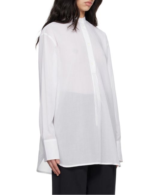 Totême  White Totême Stand Collar Long-Sleeve Top