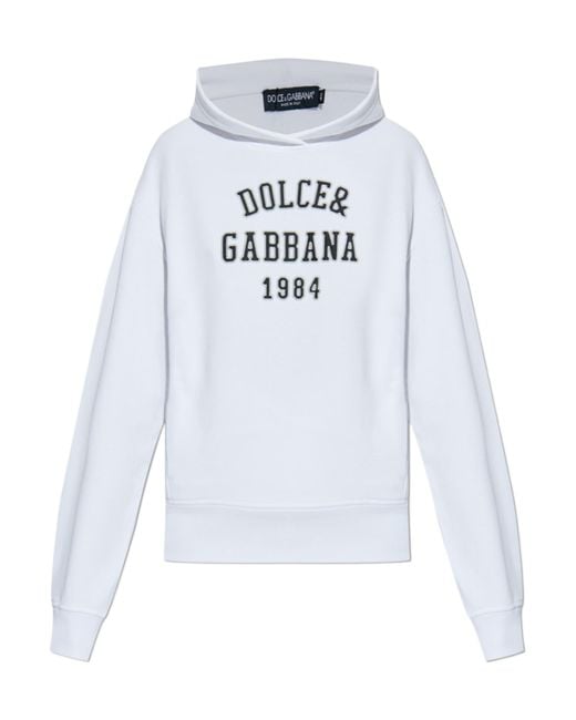 Dolce & Gabbana White Logo Printed Hoodie