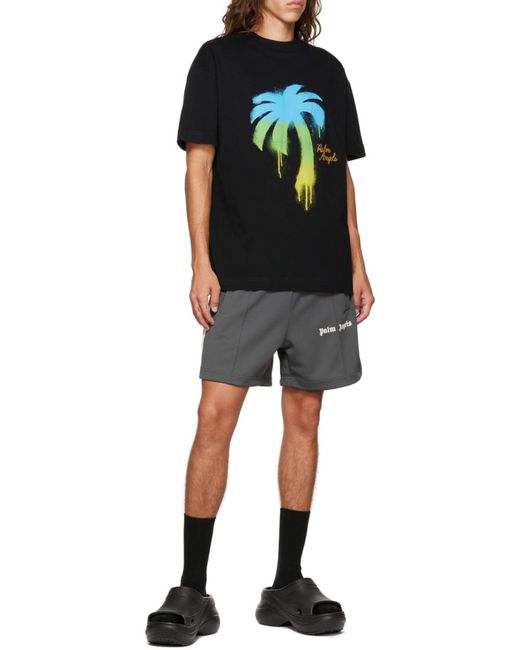 Palm Angels Black Palm Tree Printed Crewneck T-Sihrt for men