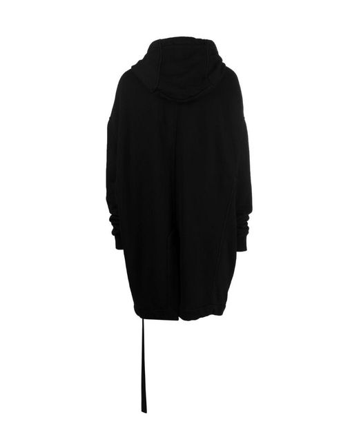 Rick Owens Black Two-Pocket Organic-Cotton Hoodie for men