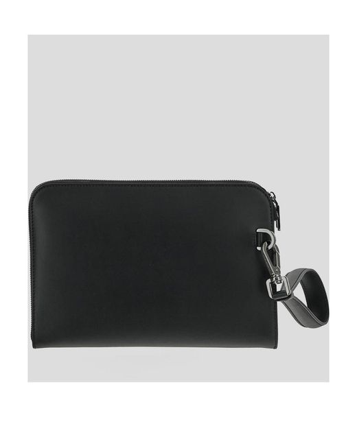 Dolce & Gabbana Black Logo Embossed Zipped Clutch Bag for men