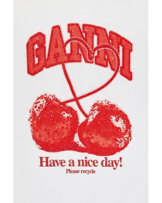 Ganni White Cherries Graphic T-Shirt