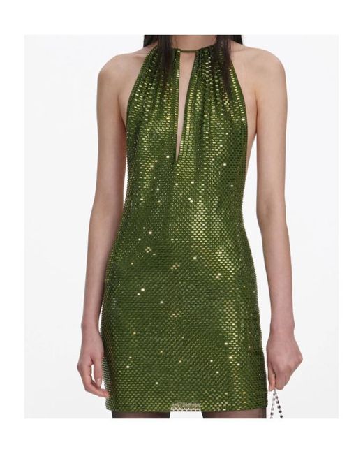 Self-Portrait Green Embellished Mini Dress