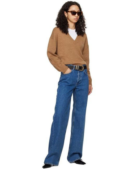 Anine Bing Blue Lee V-Neck Cashmere Jumper