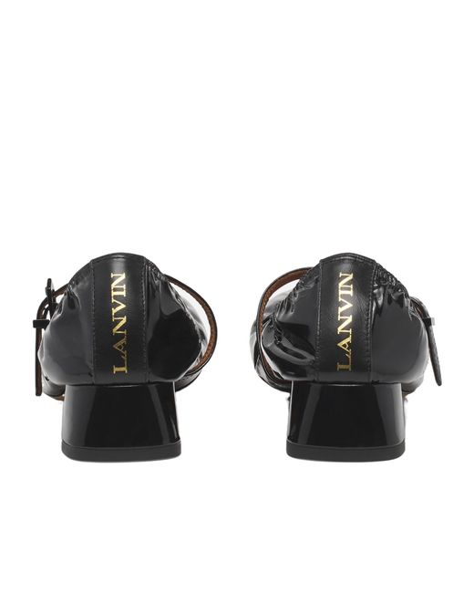 Lanvin Black Wedge-Heel Buckle-Strap Ballerinas