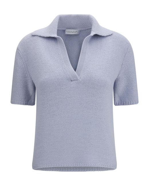 Gabriela Hearst Blue Sohan Knitted Polo Top
