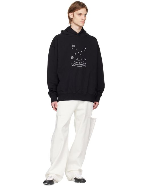 MM6 by Maison Margiela Blue Maison Margiela Logo-Printed Long-Sleeved Hoodie for men