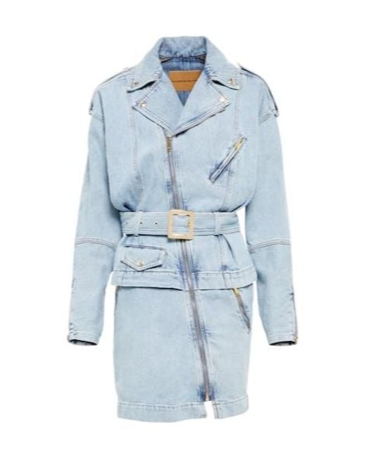 Alexandre Vauthier Blue Asymmetric Zipped Denim Minidress