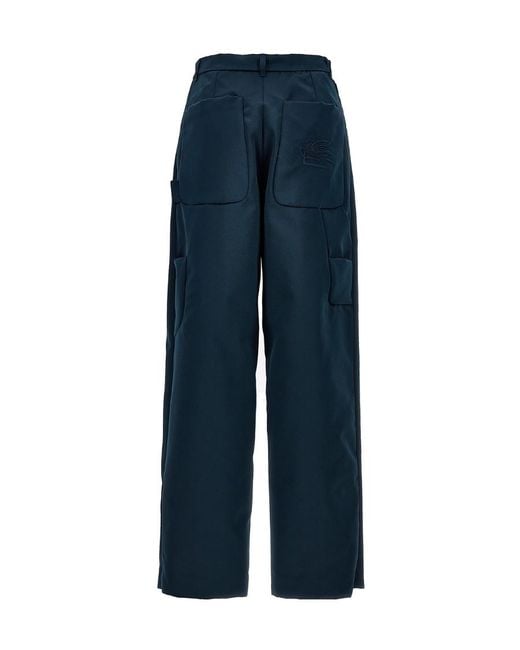 Etro Blue High-Waisted Cargo Pants