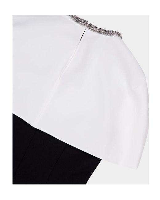 Roland Mouret Black Crystal Trimmed Shawl Crepe Dress