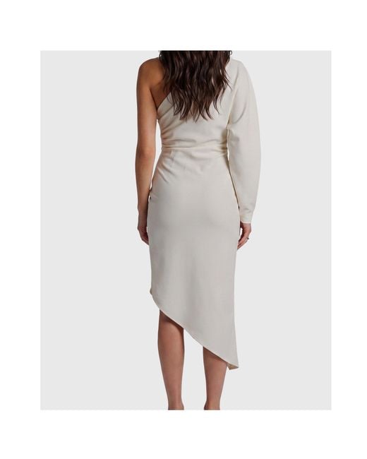 FEDERICA TOSI Gray One-Shoulder Cady Longuette Dress
