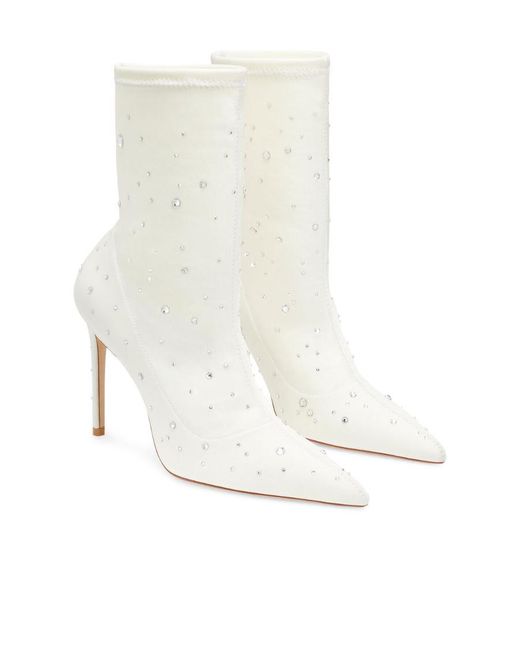 Stuart Weitzman White Crystal-Embellished 110Mm Boots