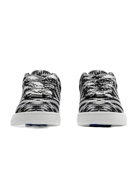 Burberry Black Check Knit Low-Top Sneakers