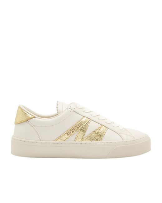 Moncler White Monaco 2 Panelled Suede Sneakers