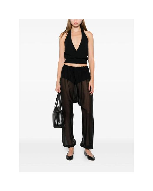 Paloma Wool Black Silk Palazzo Trousers