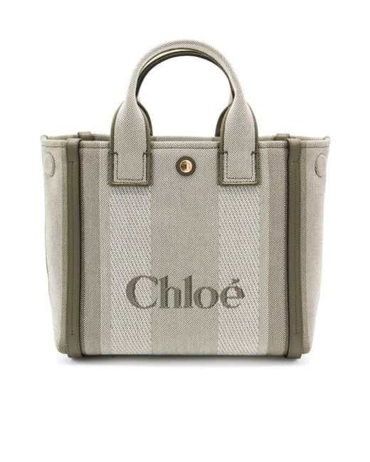 Chloé Gray Chloé Carry Logo Detailed Small Tote Bag