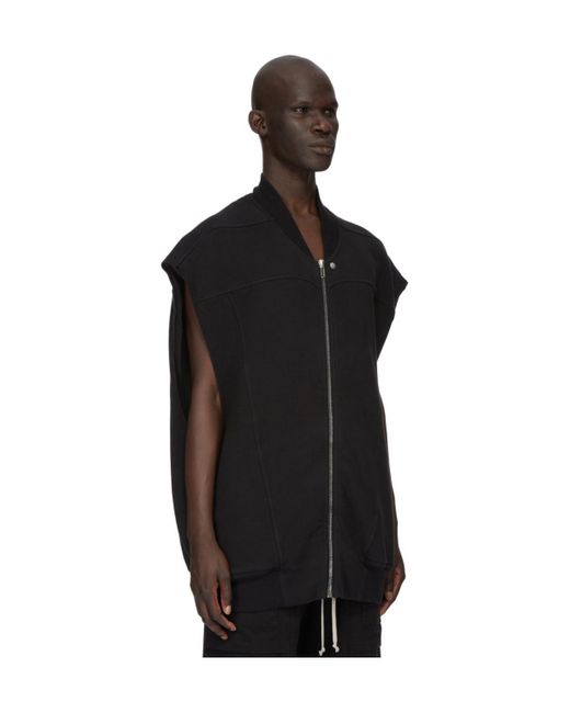 Rick Owens Black Zip-Up Gilet for men