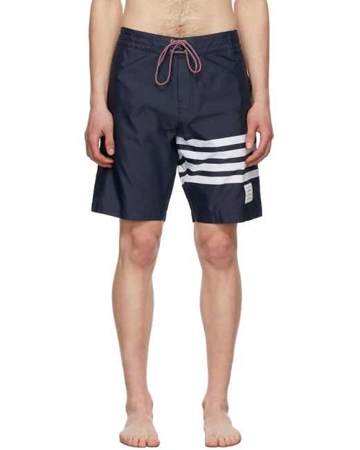 Thom Browne Blue Bar Drawstring Shorts for men
