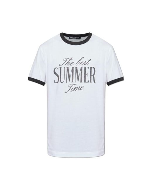Dolce & Gabbana White T-Shirt With Print for men