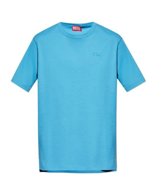 DIESEL Blue T-Adjust-Slits Logo-Embroidered T-Shirt for men