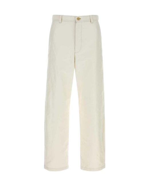 A.P.C. White Button Detailed Straight Leg Pants for men
