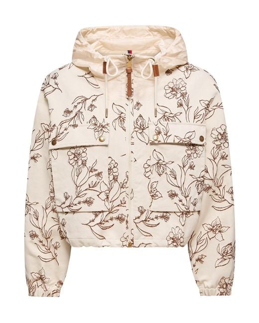 Moncler Natural Nepeta Floral Print Zip-Up Jacket