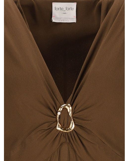 Forte_forte Brown V-Neck Dress