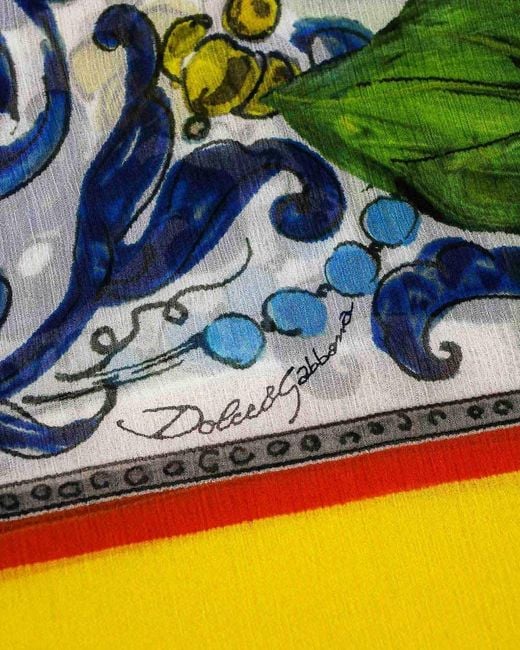 Dolce & Gabbana Yellow Printed Silk Scarf