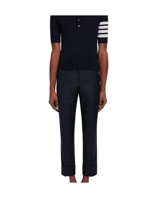 Thom Browne Blue Super 120 Tailored Trousers for men
