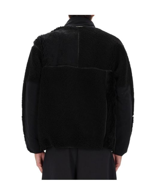 And Wander Black Mix Boa Casual Jacket for men