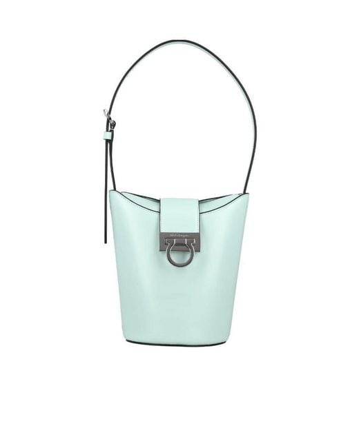 Ferragamo Blue Logo Shoulder Bag
