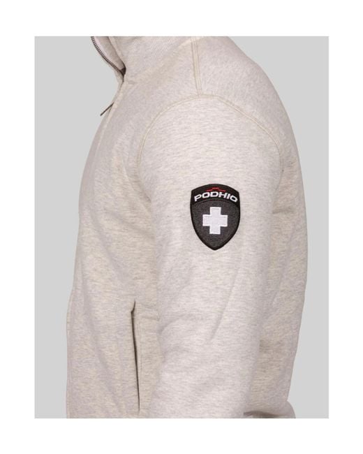 PODHIO Gray Zip Appliqué Sweatshirt for men