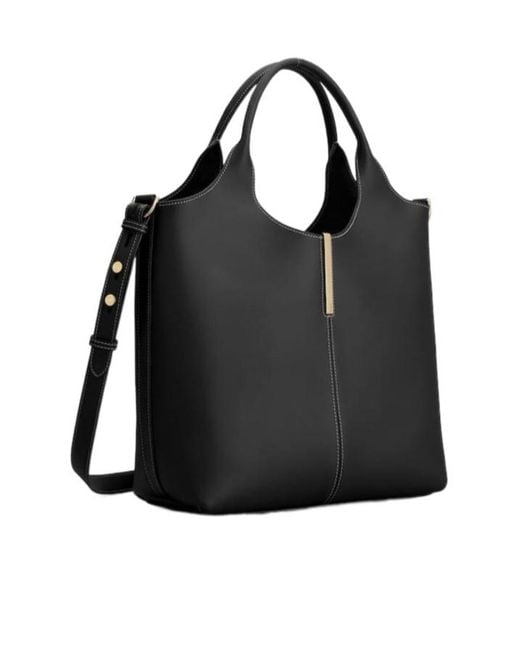 Tod's Black Logo Engraved Small Shopper Bag