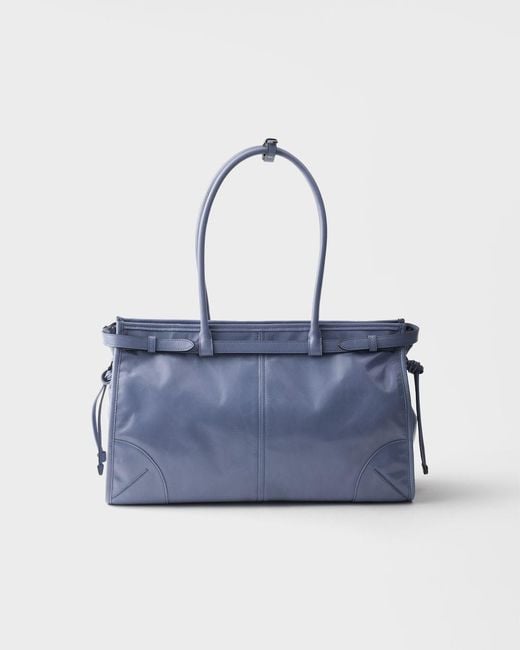 Prada Blue Bonnie Large Leather Handbag
