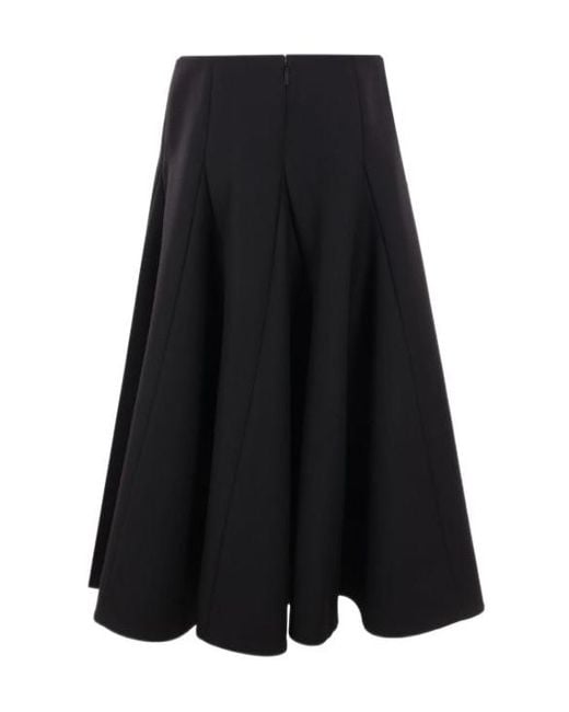 Valentino Black Crepe Couture Flared Midi Skirt