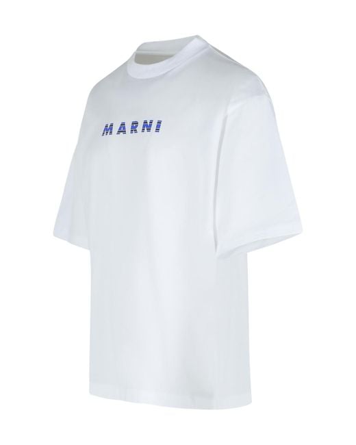 Marni White Logo Printed T-Shirt for men