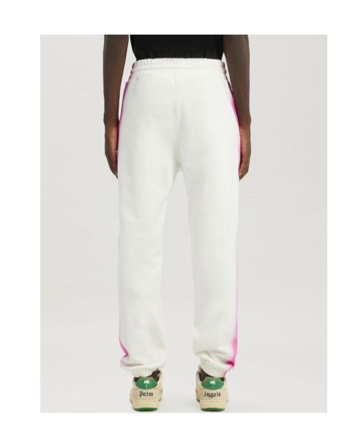 Palm Angels White Sprayed Palm Cotton Track Pants for men