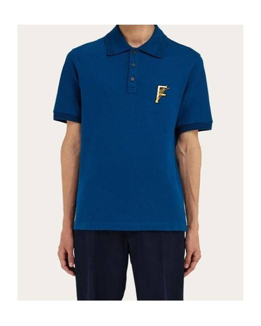 Ferragamo Blue Short-Sleeved Polo Shirt for men
