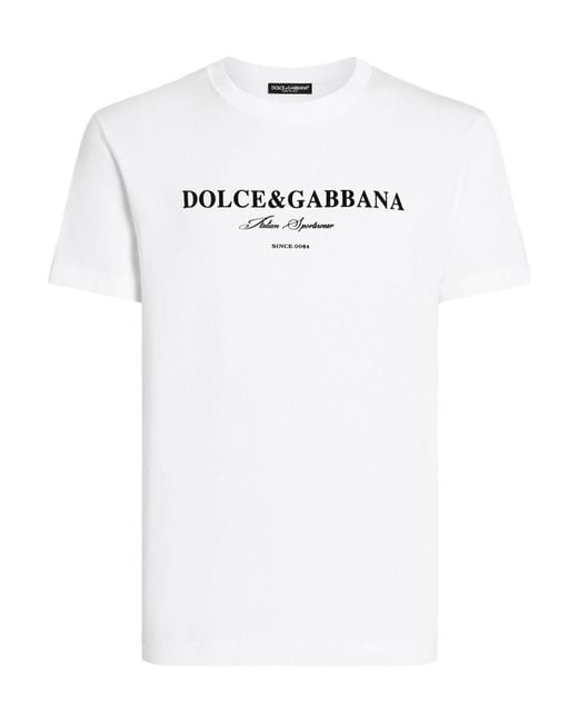Dolce & Gabbana White Logo Printed Crewneck T-Shirt for men