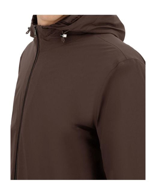 Herno Brown Zip-Up Hooded Parka for men
