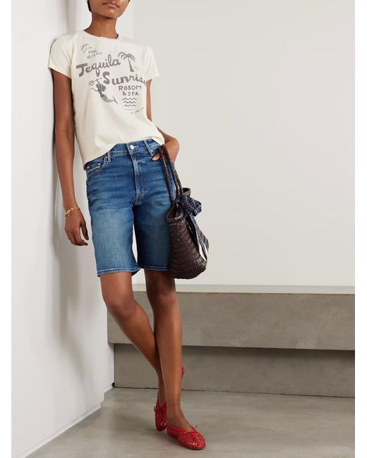 Mother Blue Undercover Bermuda Denim Shorts